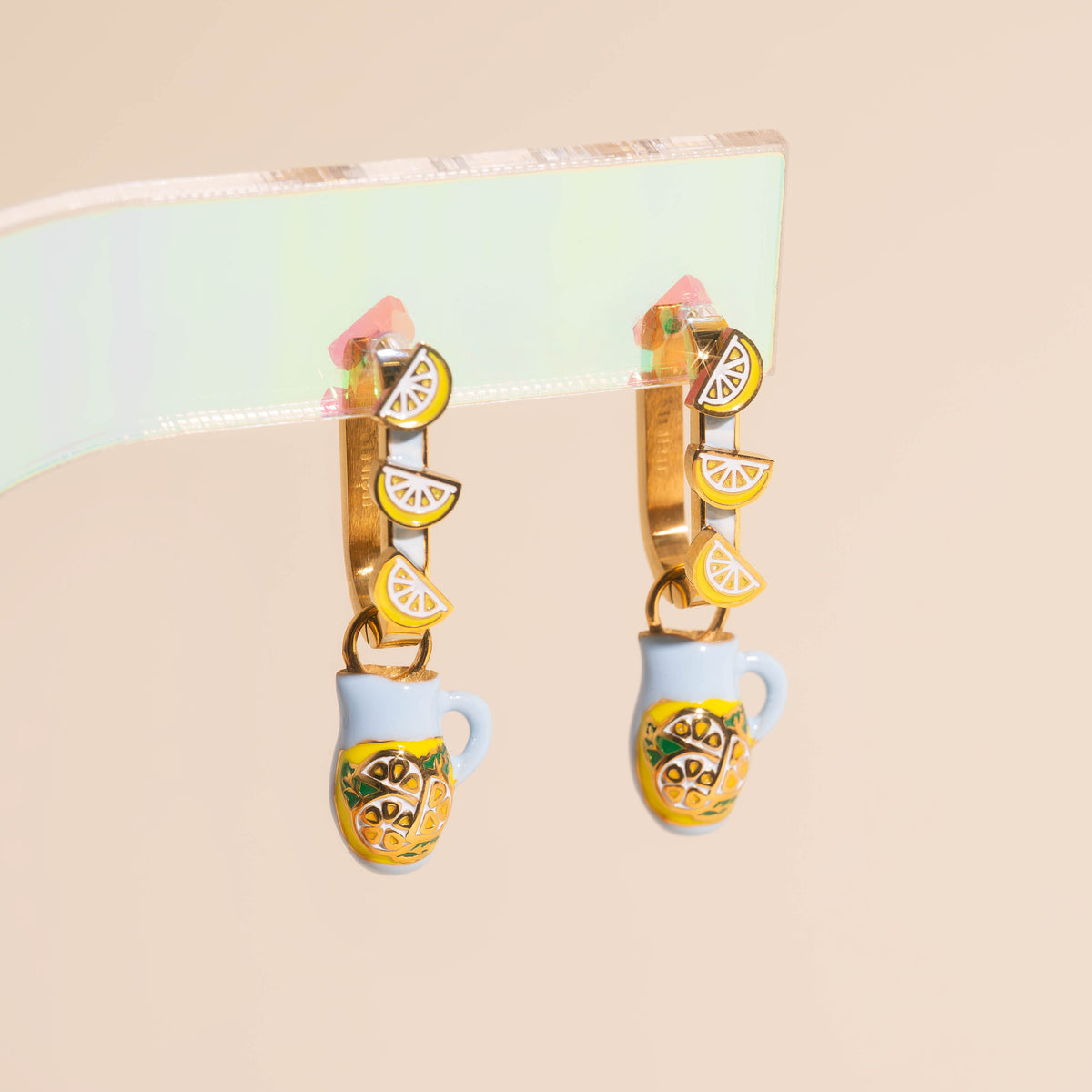 Large Lemonade Pitcher Hair Claw Clip + 3D Lemonade Hoop + Pitcher Charms
