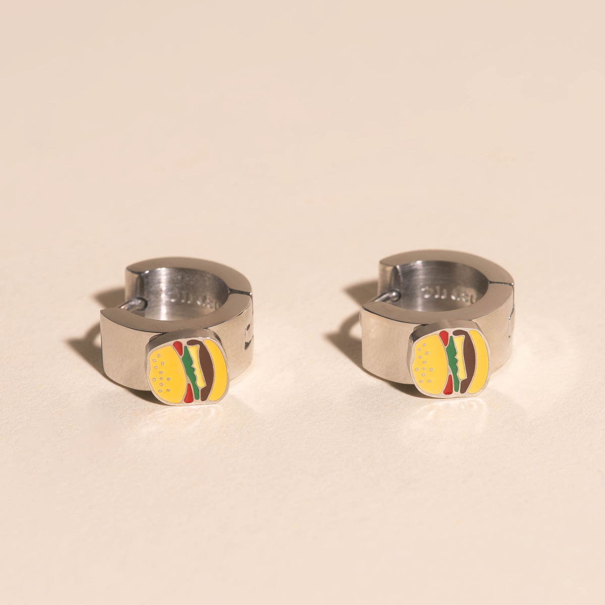 Mini Burger Hair Claw Clip + Super Chunky Hamburger Earrings