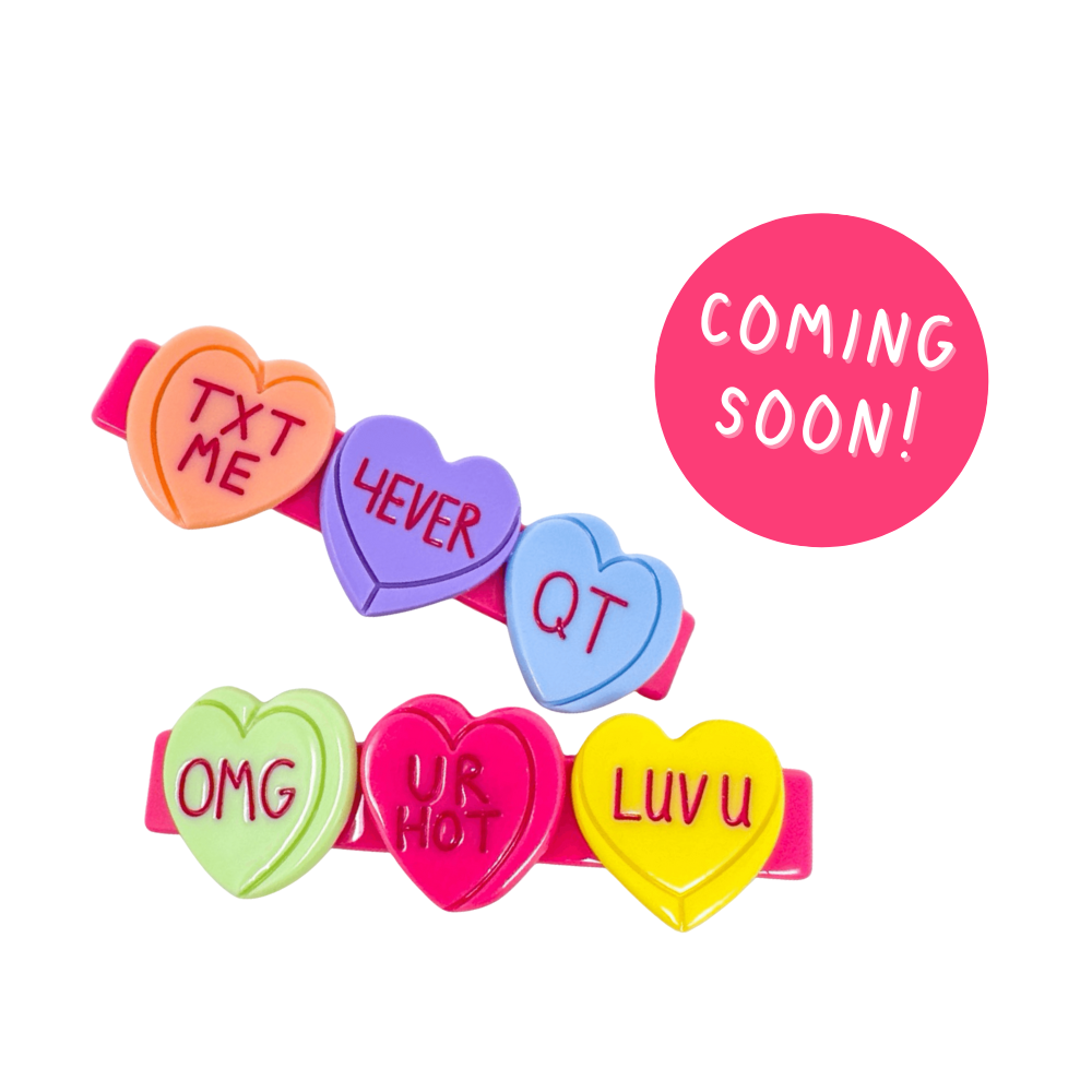 Candy Hearts Alligator Hair Clip Set