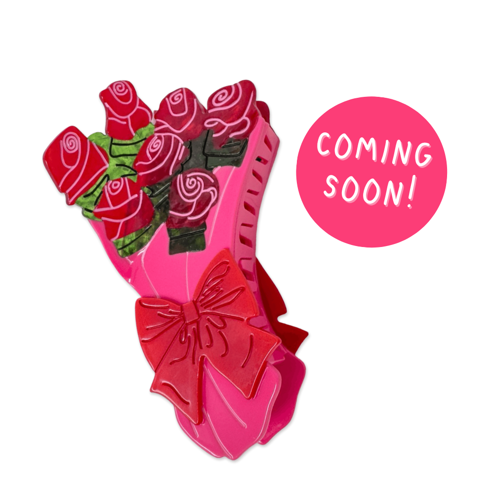 Large Gummy Rose Bouquet Hair Claw Clip