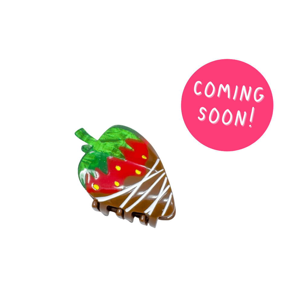 Mini Chocolate Covered Strawberry Hair Claw Clip