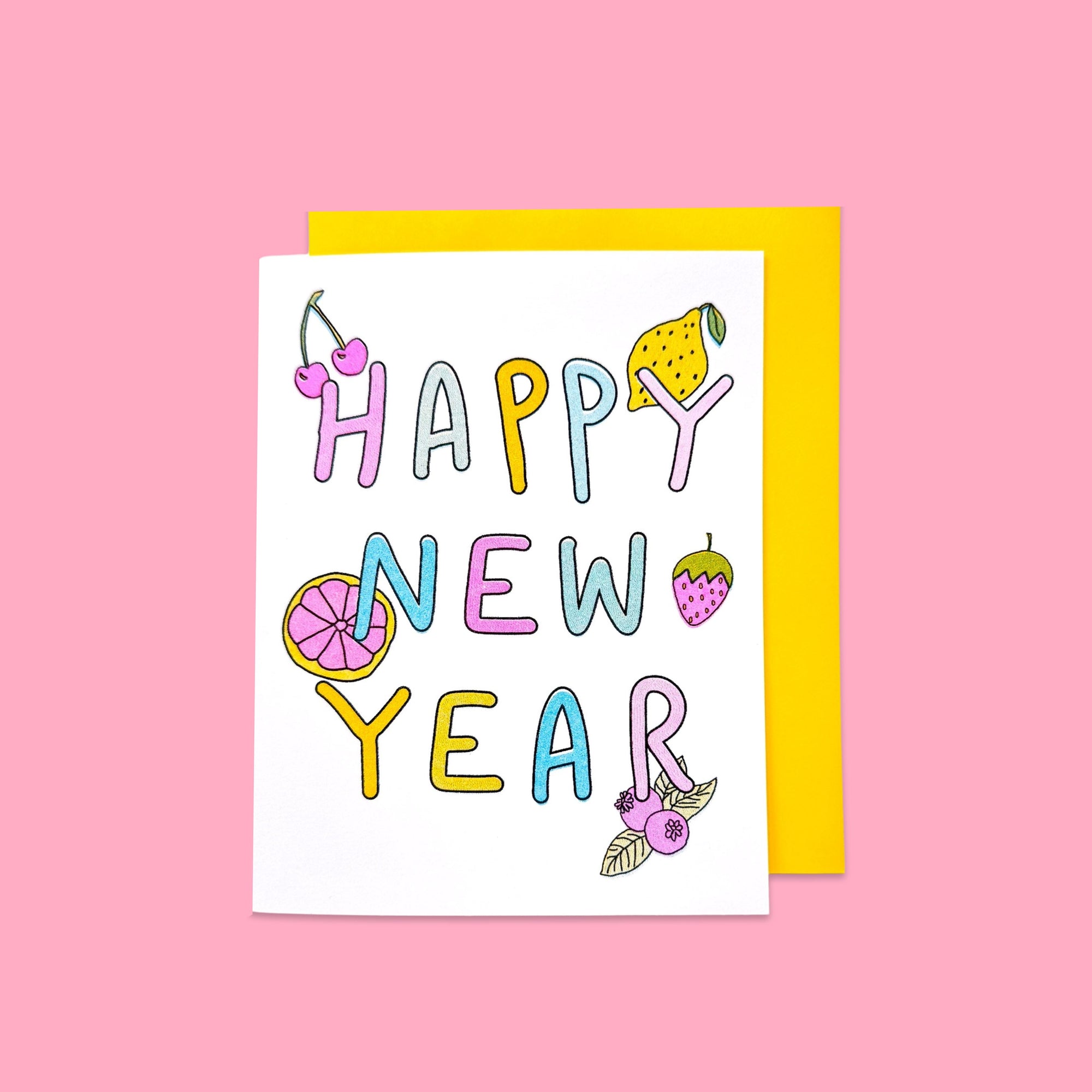 Happy New Year Risograph Card Stationery/Stickers/Cards Jenny Lemons 