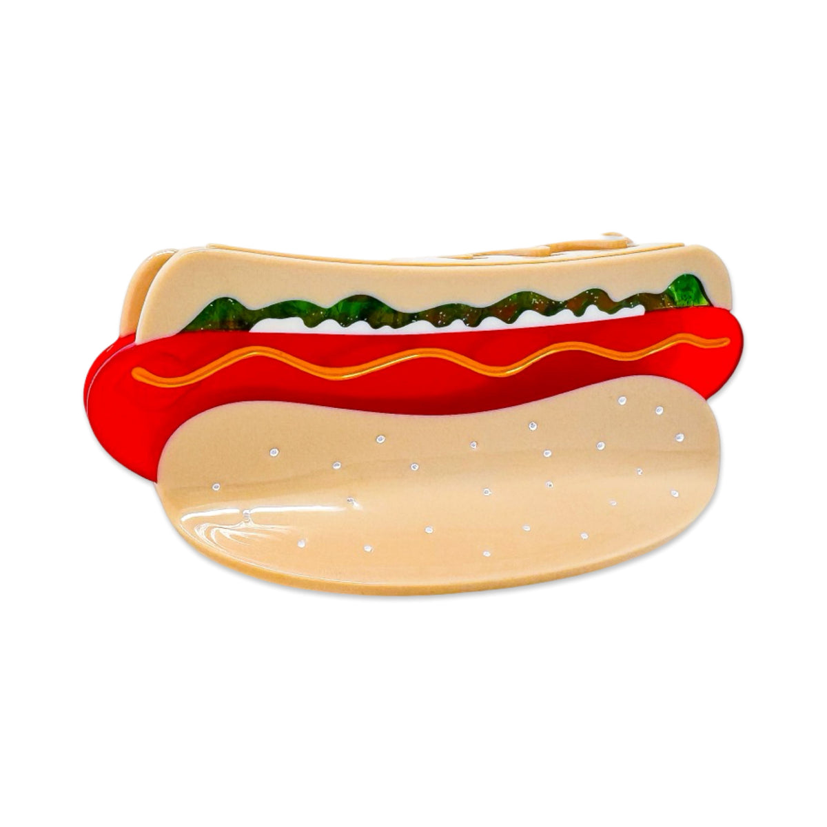 Large Hot Dog Hair Claw Clip all Fixins