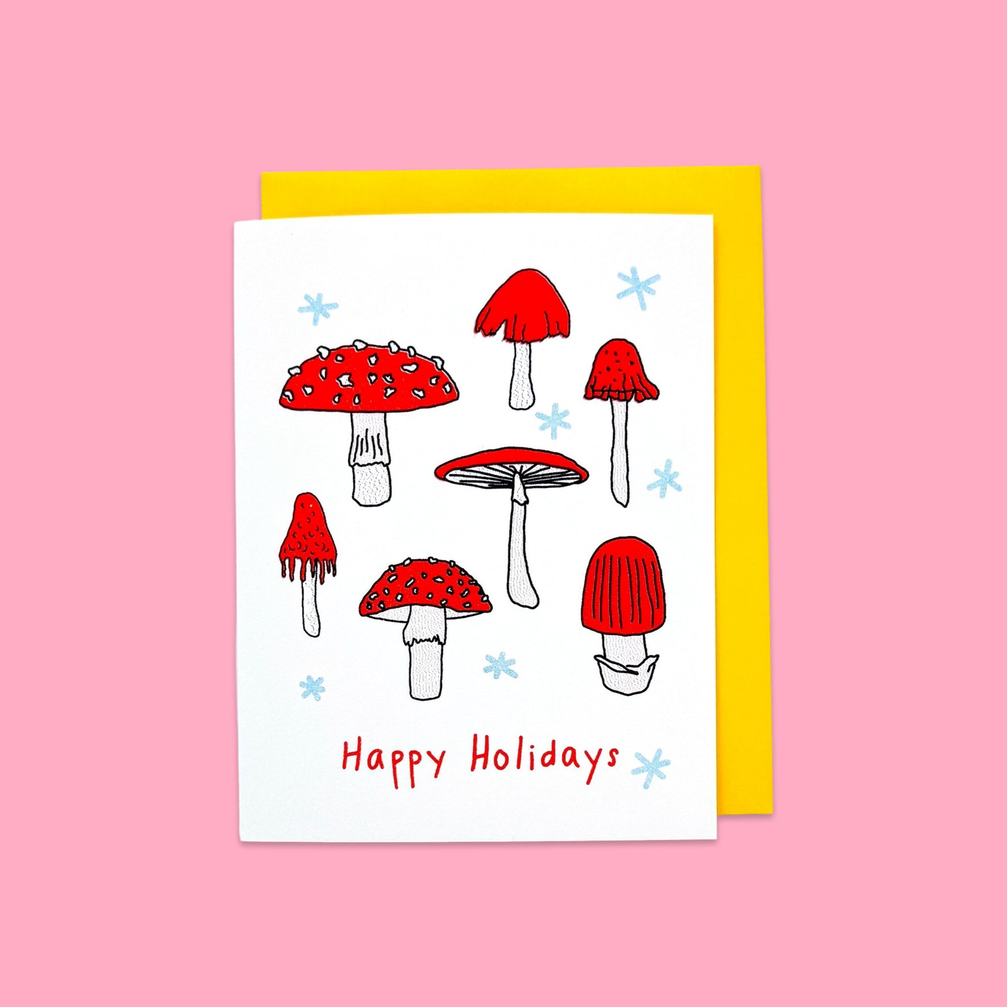 Mushroom Holiday Risograph Card Stationery/Stickers/Cards Jenny Lemons 