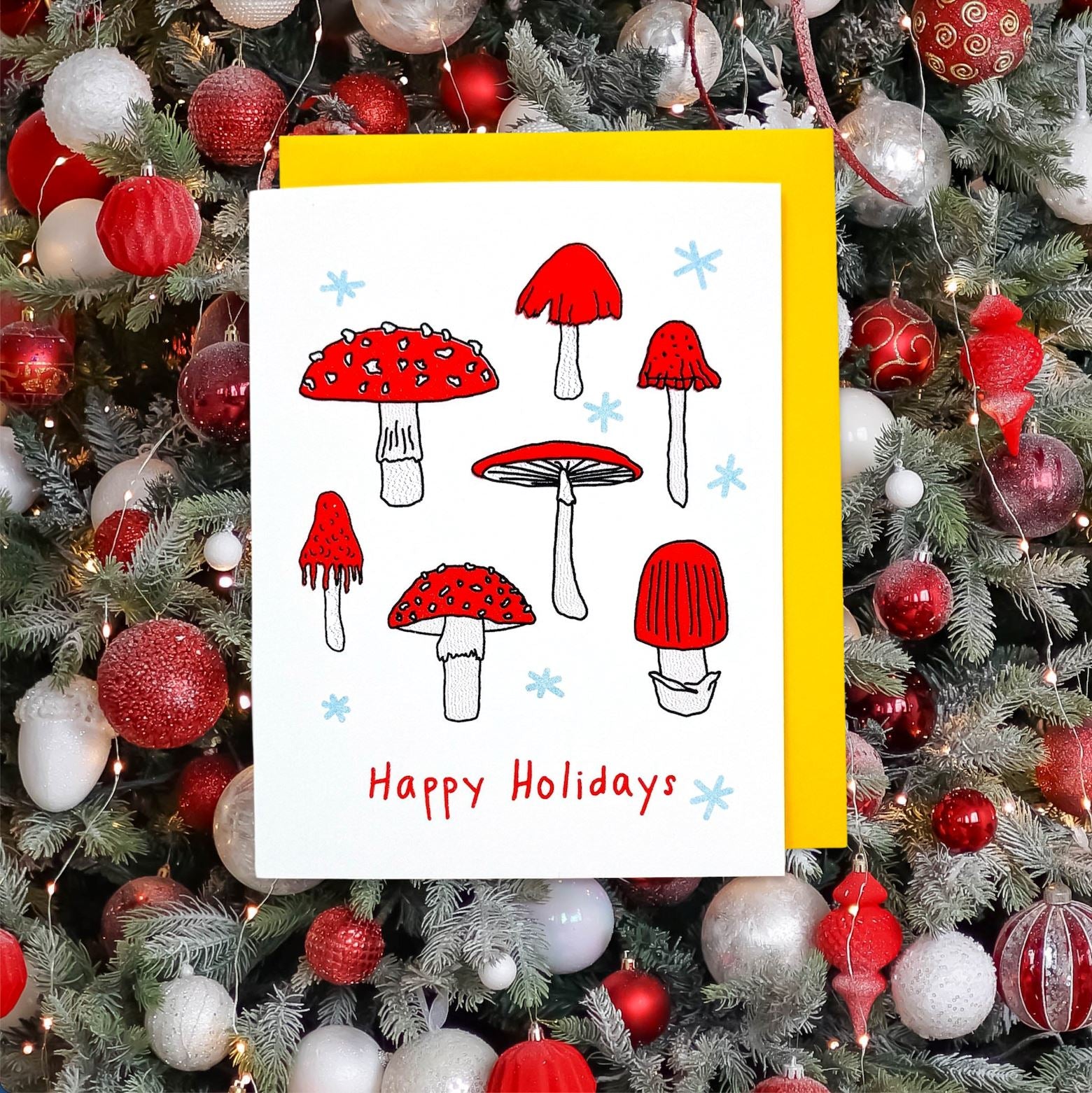 Mushroom Holiday Risograph Card Stationery/Stickers/Cards Jenny Lemons 