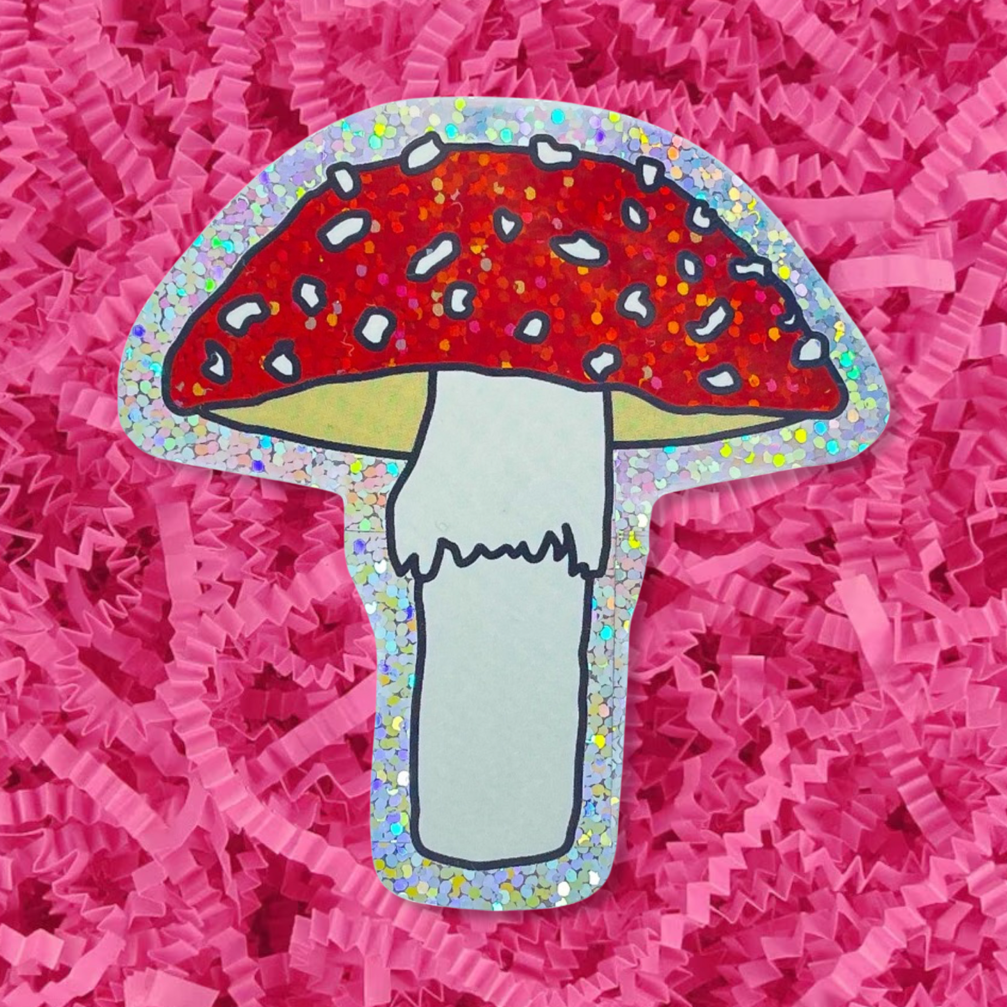Glitter Toadstool Mushroom Sticker