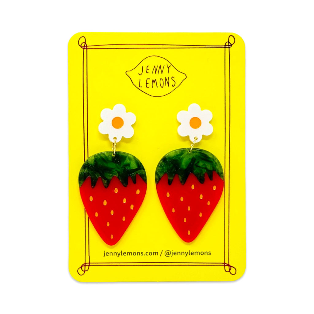 Strawberries and Flowers Earrings Jewelry Jenny Lemons 