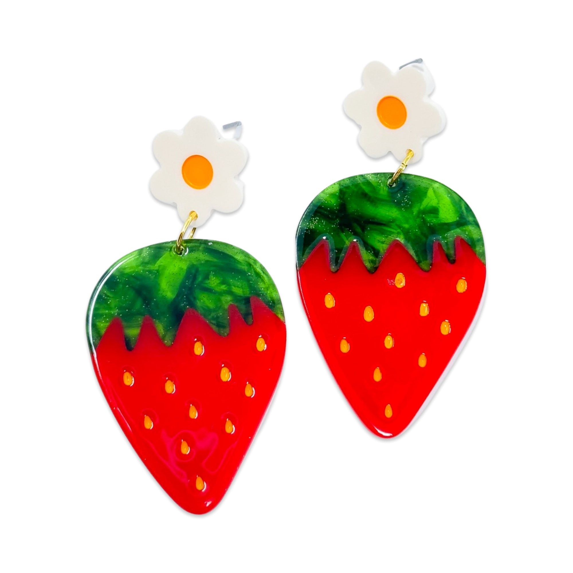 Strawberries and Flowers Earrings Jewelry Jenny Lemons