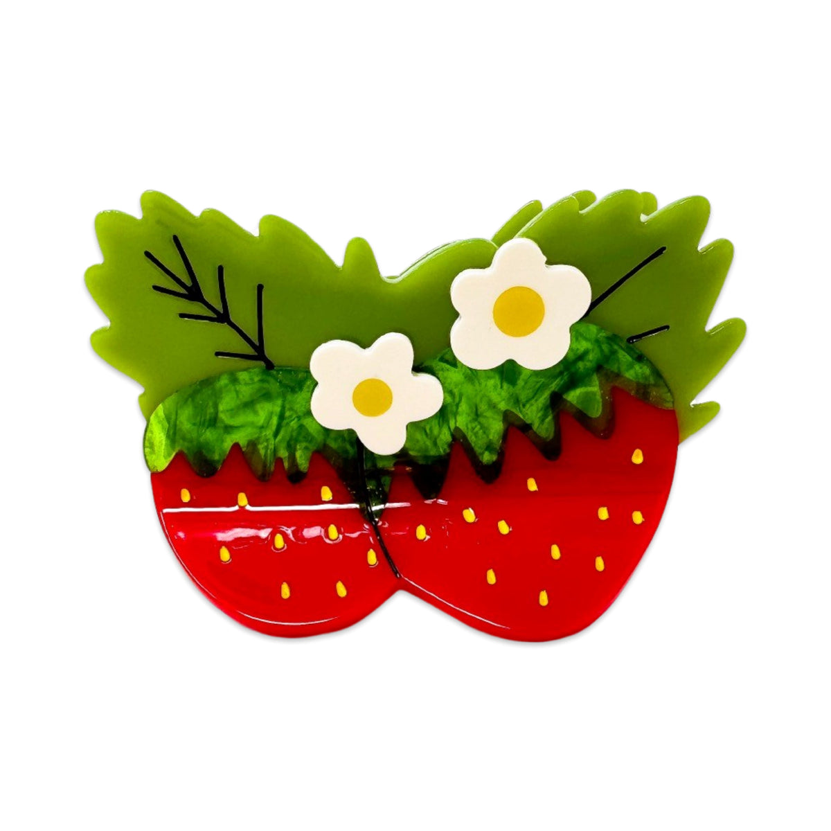 Large Strawberries Flowers Hair Claw Clip