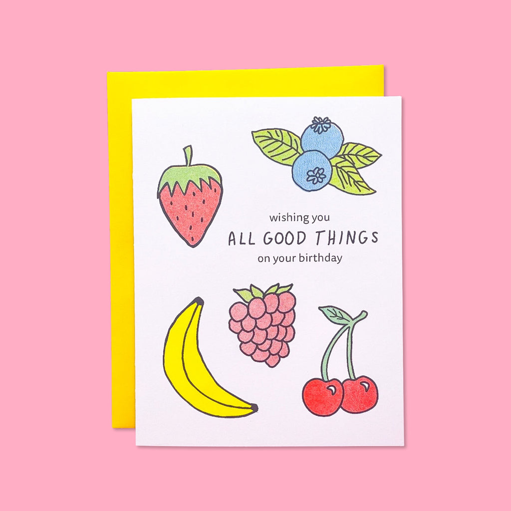 All Good Things Birthday Risograph Card Stationery/Stickers/Cards Jenny Lemons 