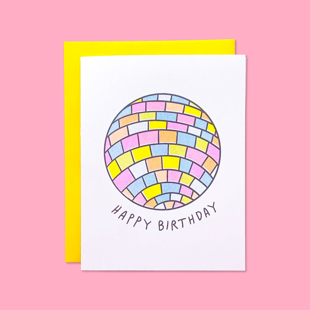 Disco Ball Birthday Risograph Card Stationery/Stickers/Cards Jenny Lemons 
