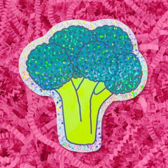 Glitter Broccoli Sticker Stationary/Stickers/Cards Jenny Lemons 