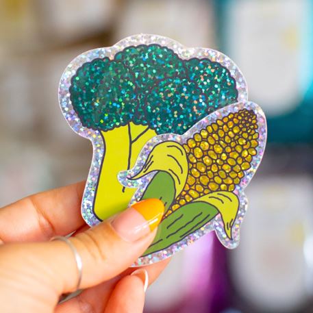 Glitter Broccoli Sticker Stationary/Stickers/Cards Jenny Lemons 