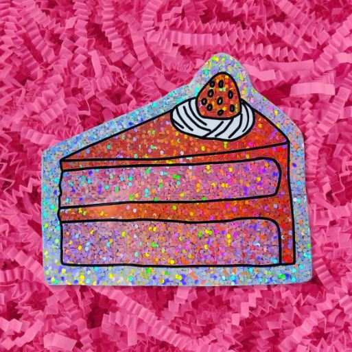 Glitter Cake Slice Sticker Stationary/Stickers/Cards Jenny Lemons 