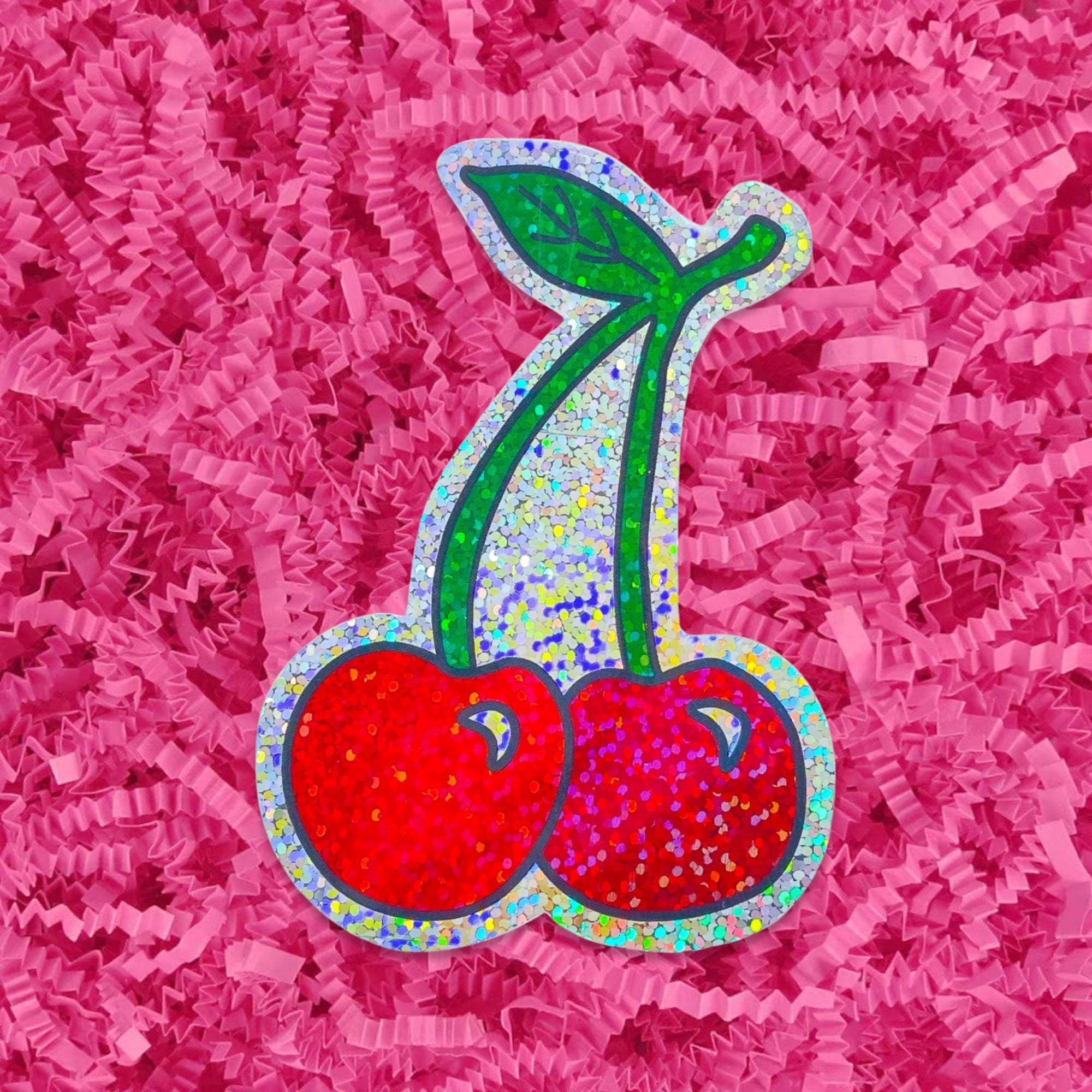 Glitter Cherries Sticker Stationary/Stickers/Cards Jenny Lemons