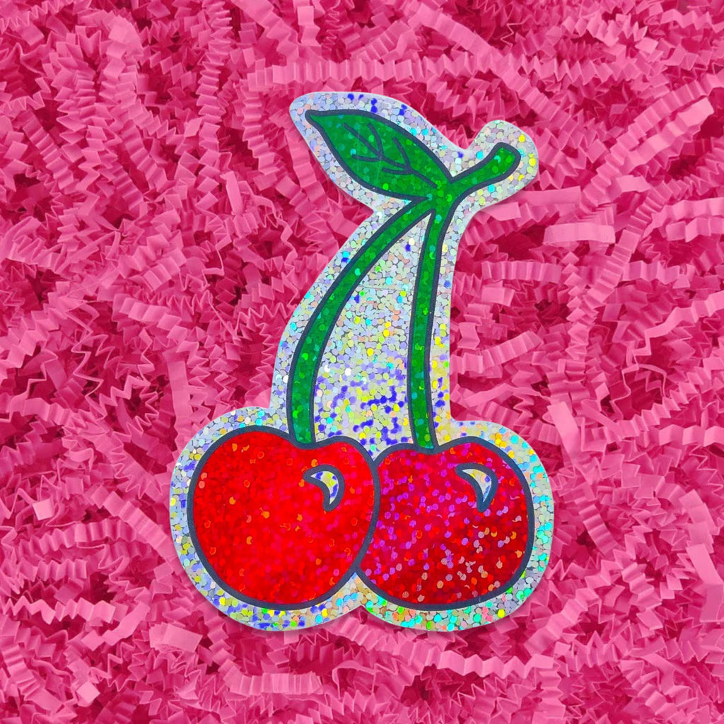 Glitter Cherries Sticker Stationary/Stickers/Cards Jenny Lemons 