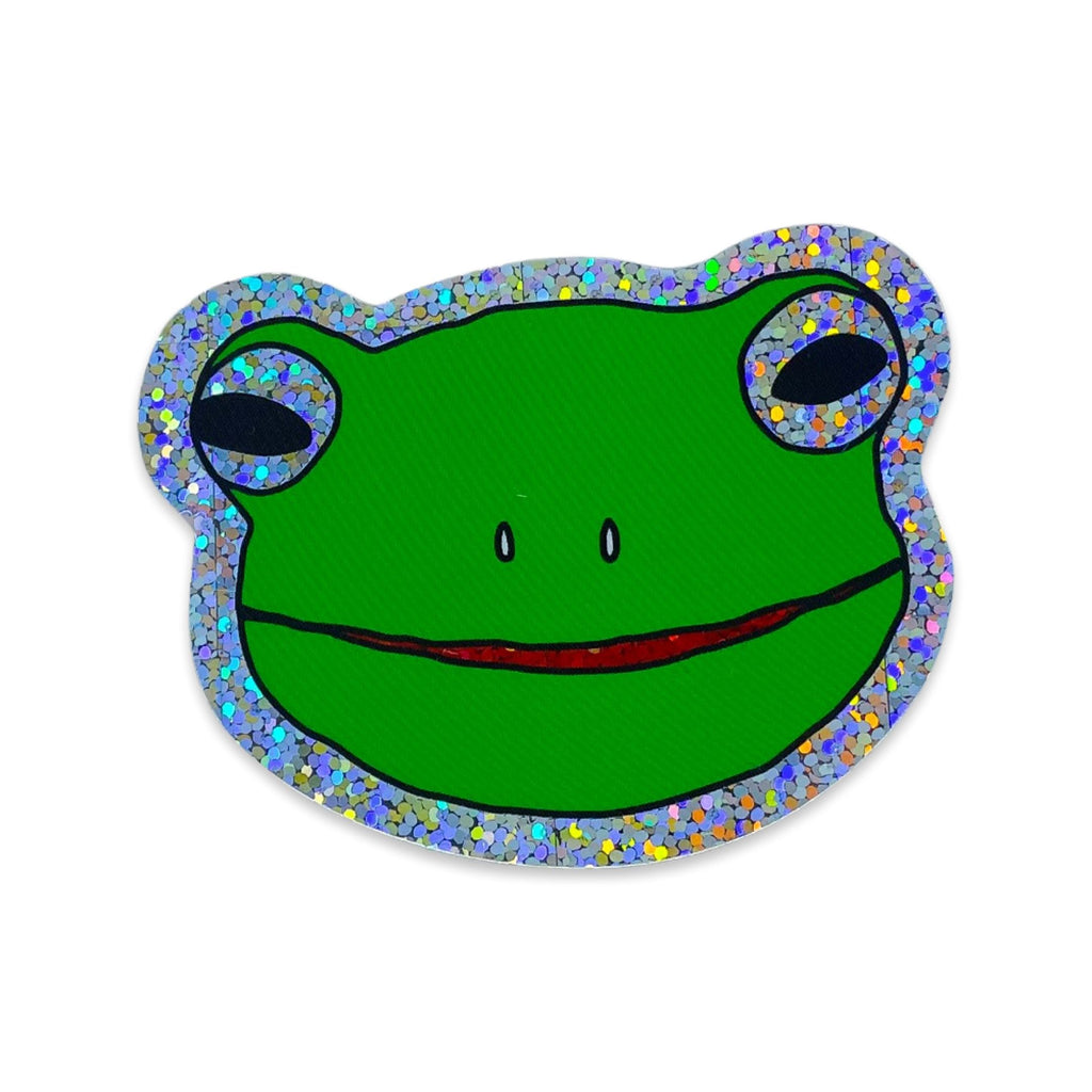 Glitter Green Froggy Face Sticker Stationary/Stickers/Cards Jenny Lemons 