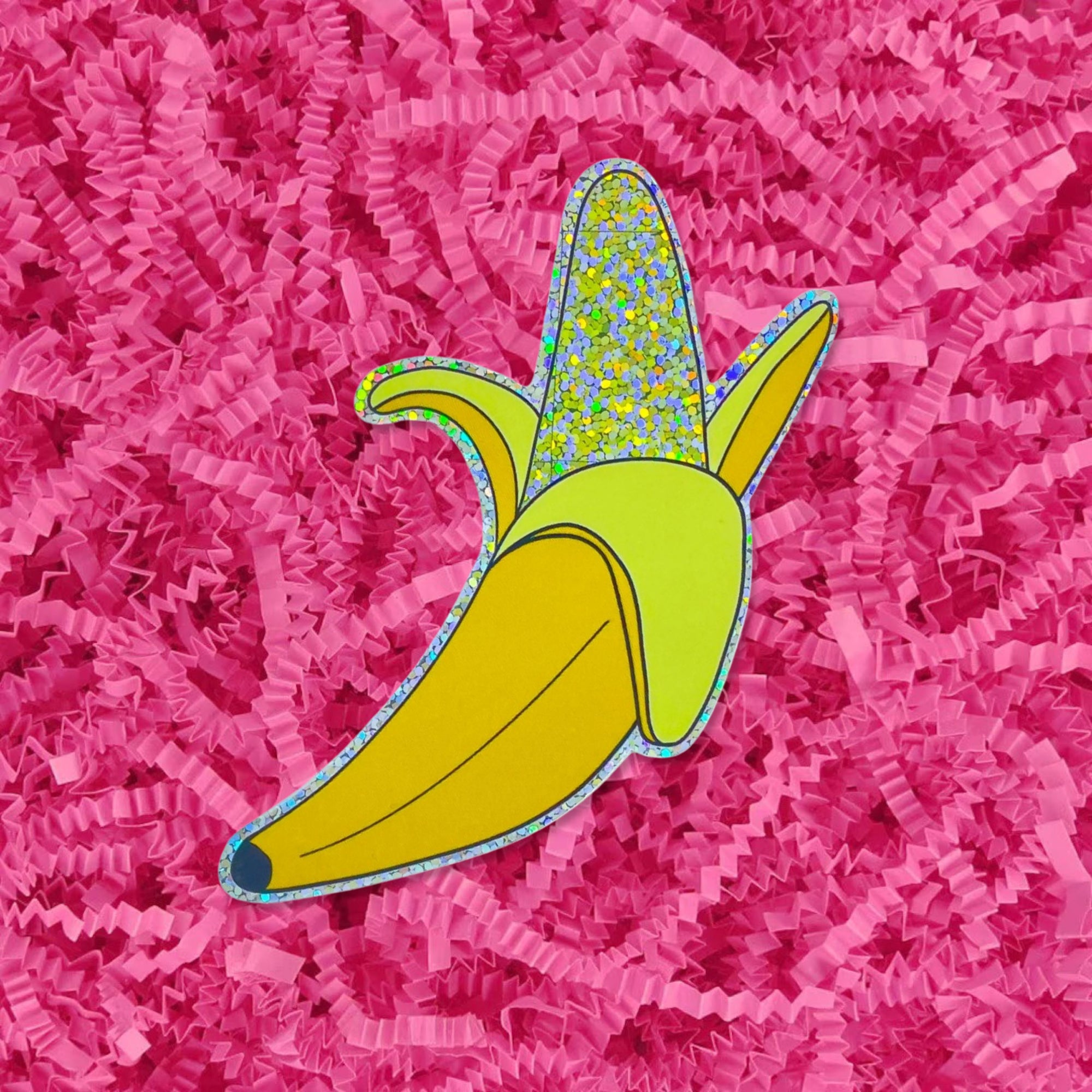 Glitter Peeled Banana Sticker Stationary/Stickers/Cards Jenny Lemons