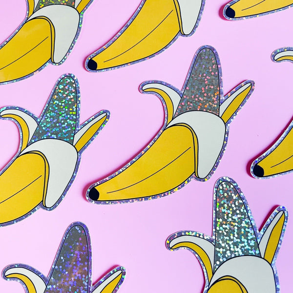 Glitter Peeled Banana Sticker Stationary/Stickers/Cards Jenny Lemons 