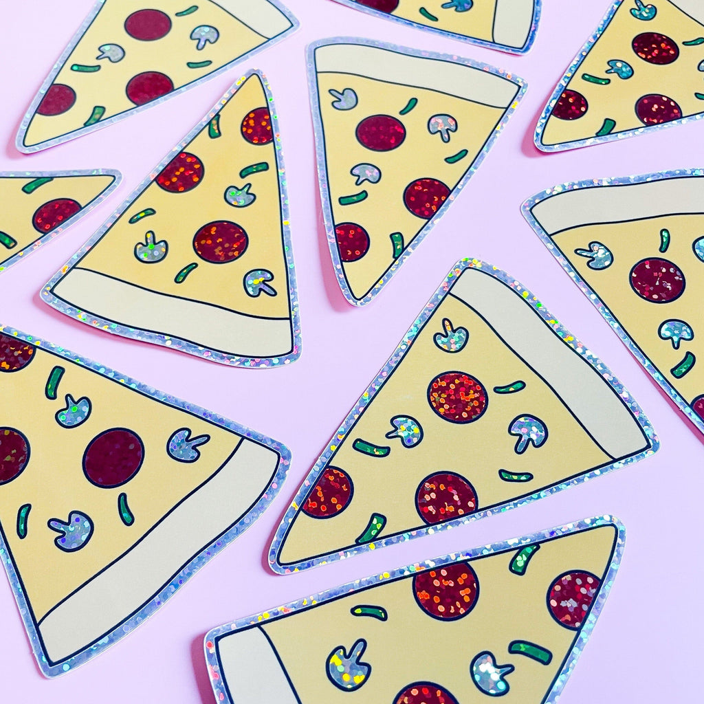 Glitter Pizza Slice Sticker Stationary/Stickers/Cards Jenny Lemons 