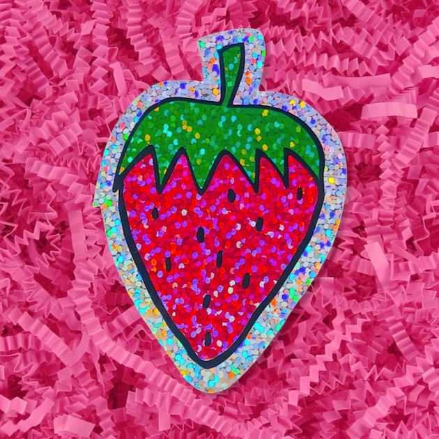 Glitter Strawberry Sticker