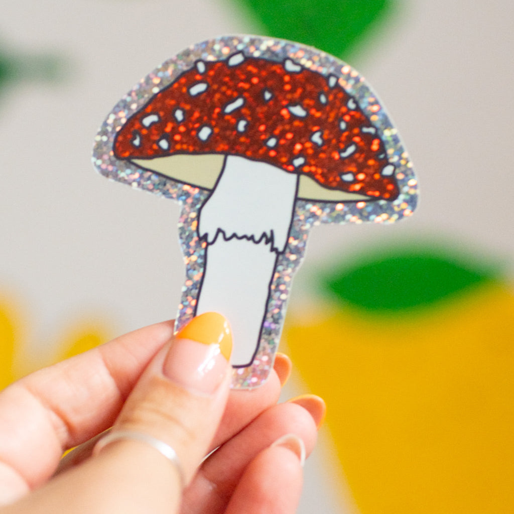 Glitter Toadstool Sticker Stationary/Stickers/Cards Jenny Lemons 