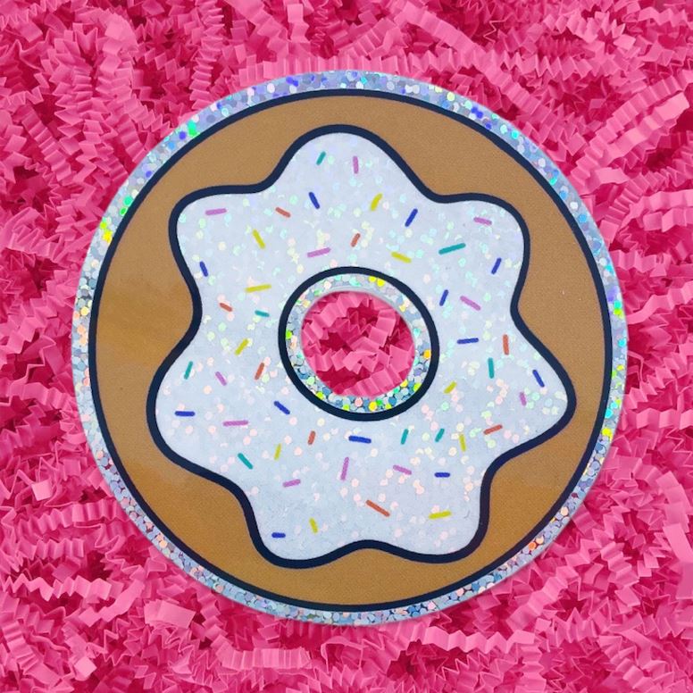 Glitter Vanilla Sprinkle Donut Sticker Stationary/Stickers/Cards Jenny Lemons 