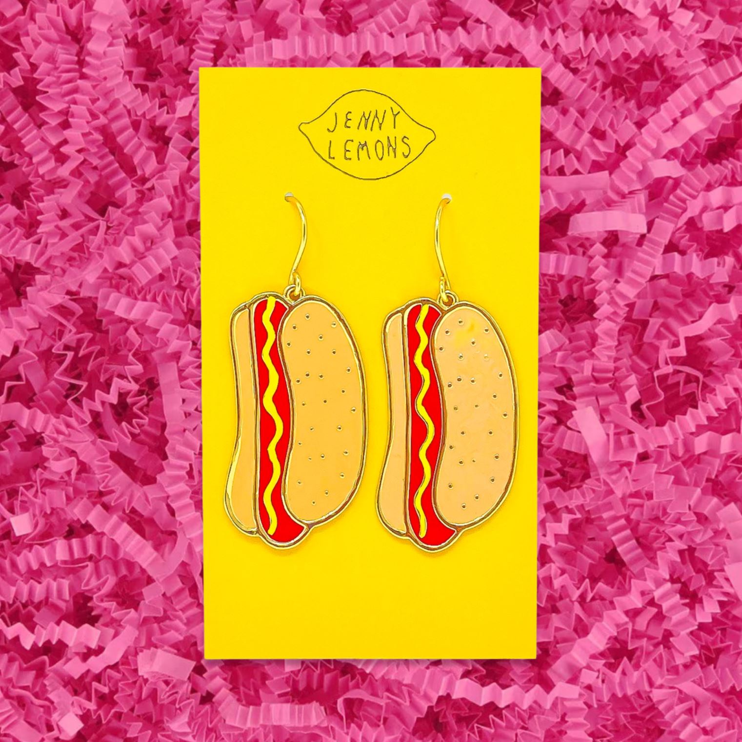 Jenny Lemons Enamel Hot Dog Keychain