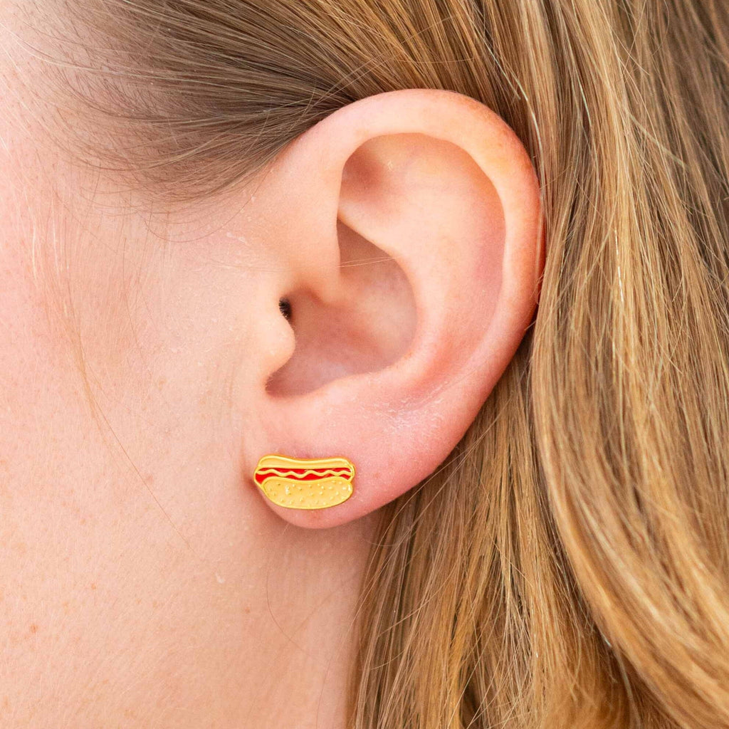 Hot Dog Enamel Earrings Jewelry Jenny Lemons 