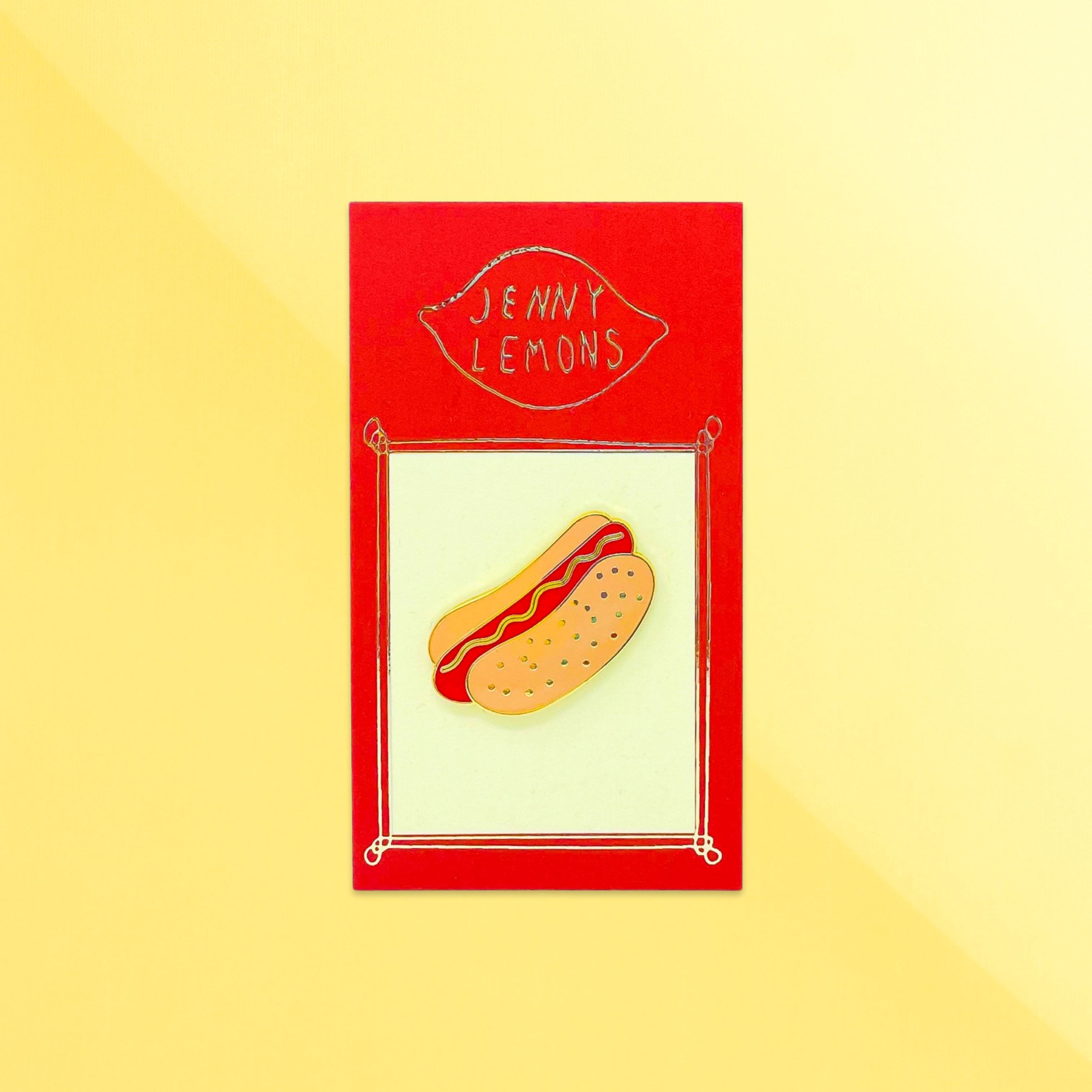 Jenny Lemons Enamel Hot Dog Keychain