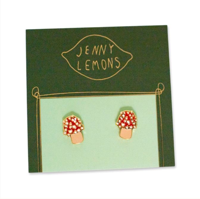 Mushroom Enamel Earrings Jewelry Jenny Lemons 