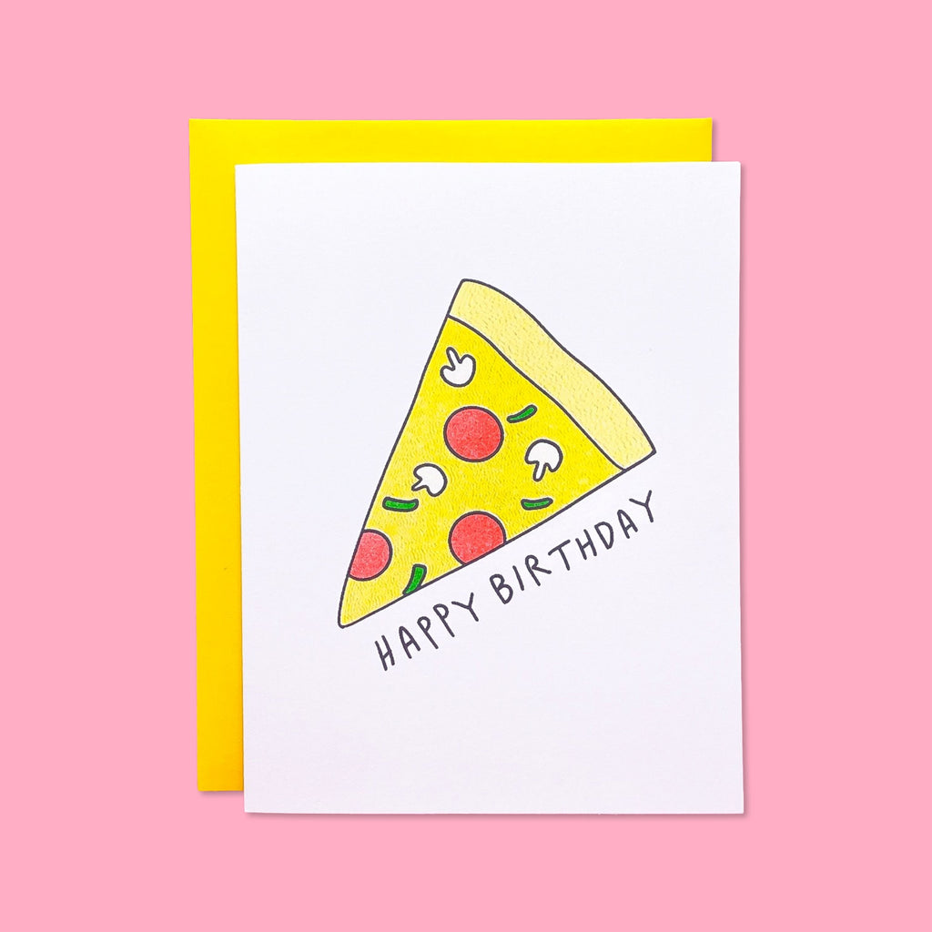 Pizza Birthday Risograph Card Stationery/Stickers/Cards Jenny Lemons 