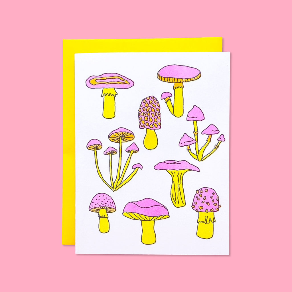 Shrooms Everyday Risograph Card Stationery/Stickers/Cards Jenny Lemons 