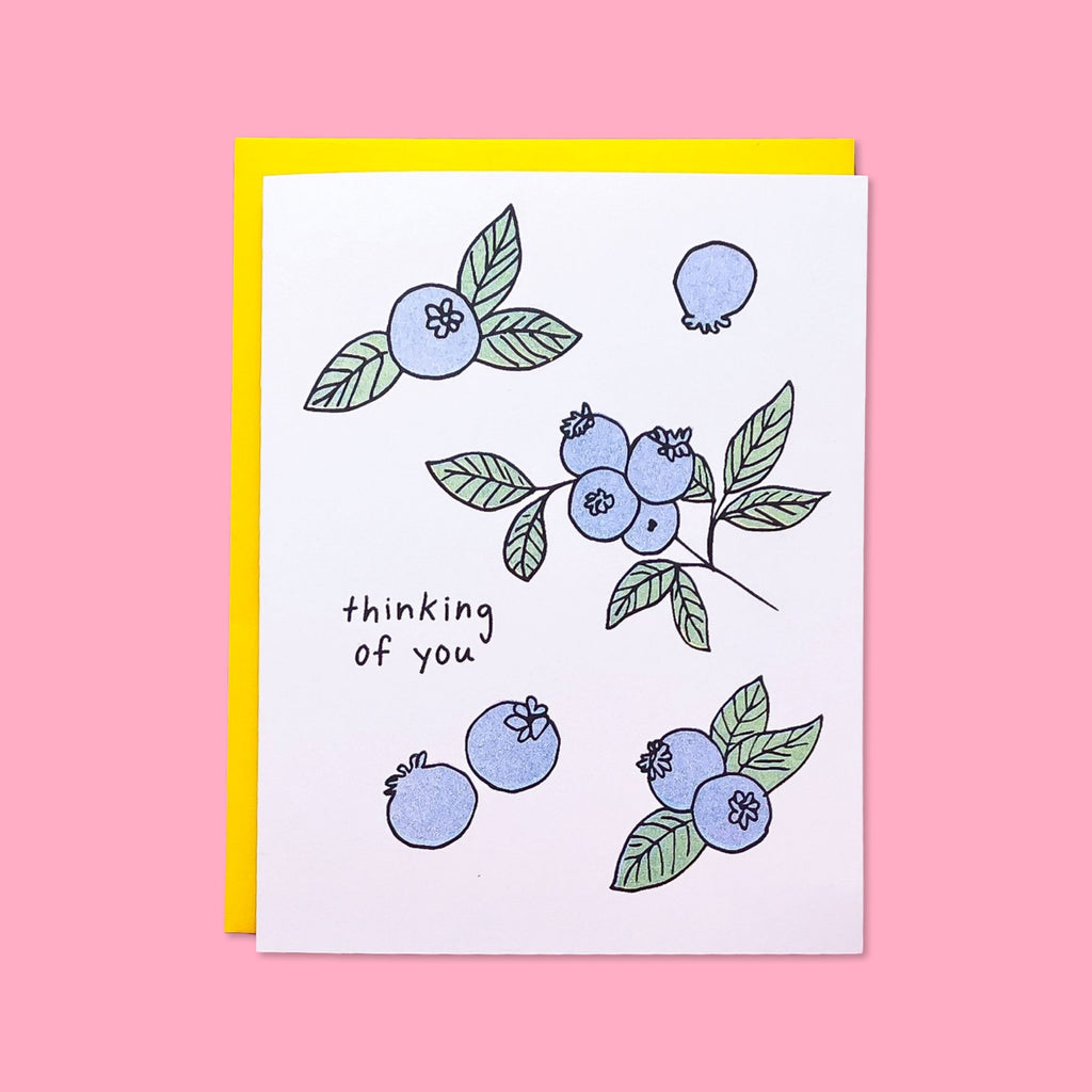 Thinking of You Blueberries Risograph Card Stationery/Stickers/Cards Jenny Lemons 